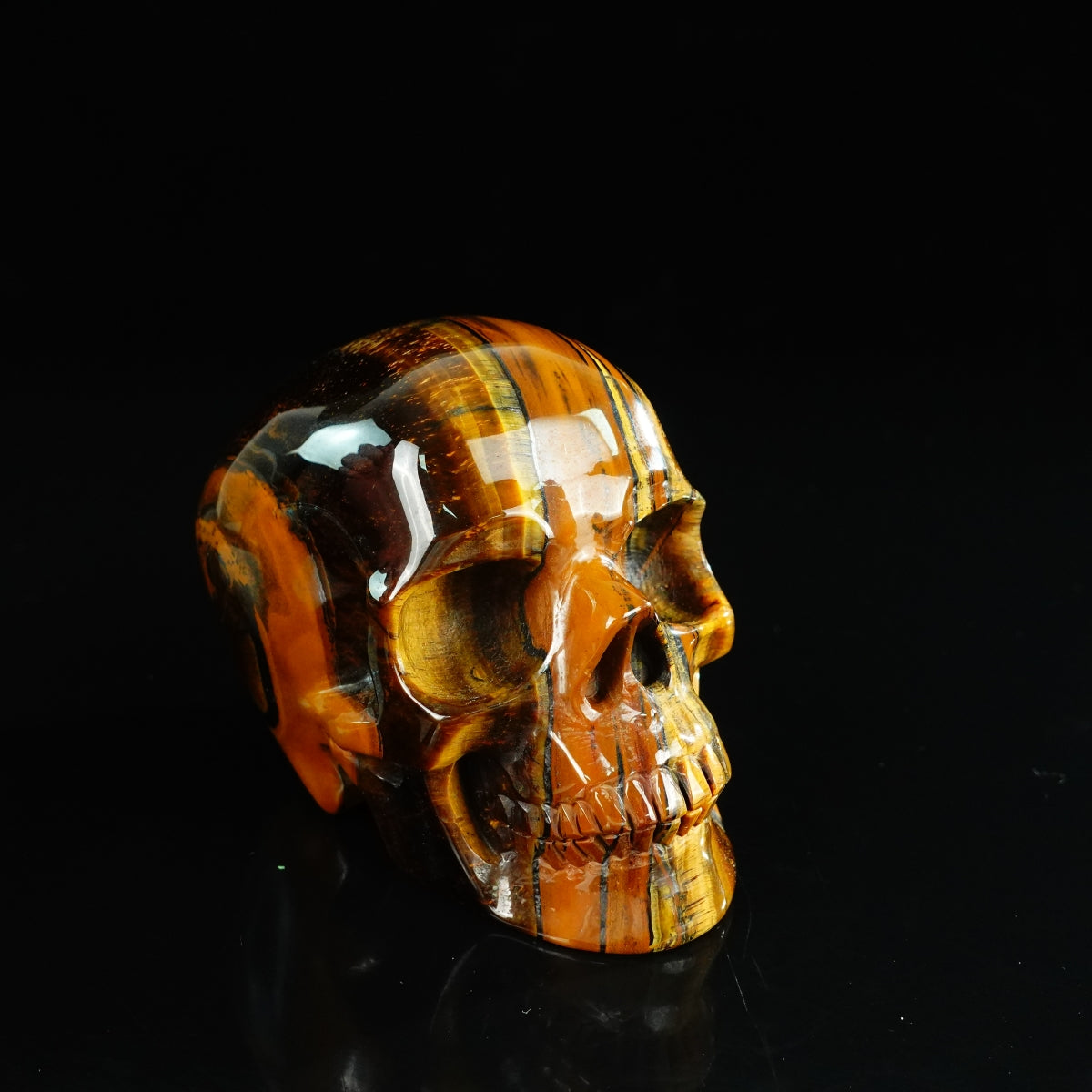 4.5" Tiger Eye Crystal Skull Carving - Unique Piece #TE01