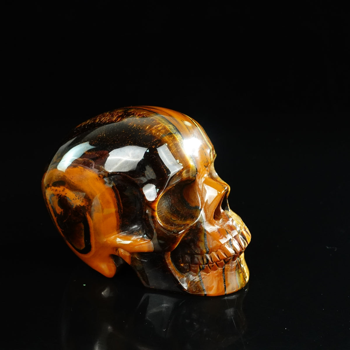 4.5" Tiger Eye Crystal Skull Carving - Unique Piece #TE01