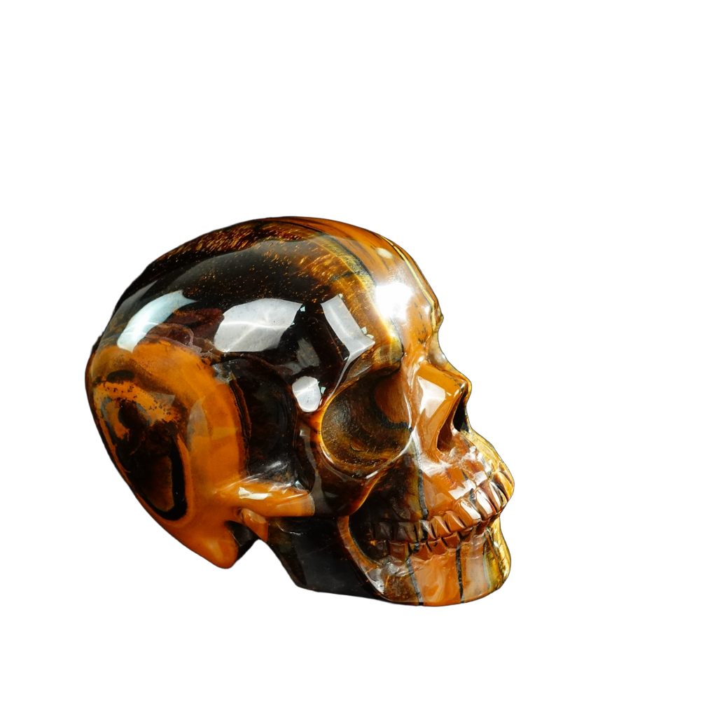 4.5" Tiger Eye Crystal Skull Carving - Unique Piece #TE01