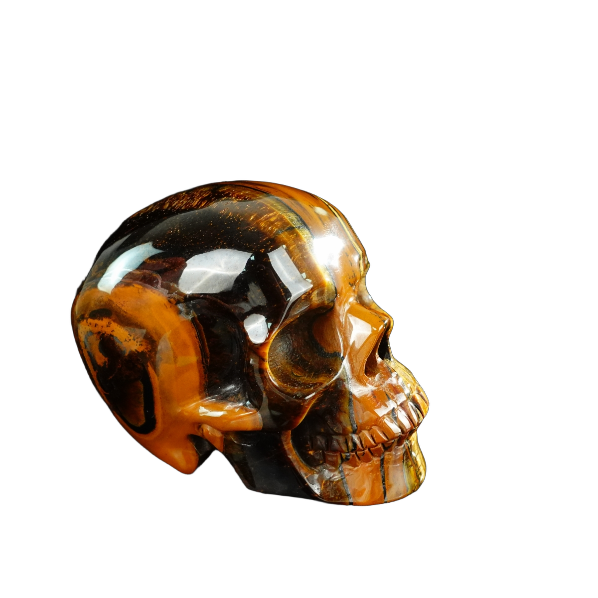4.5" Tiger Eye Crystal Skull Carving - Unique Piece #TE01