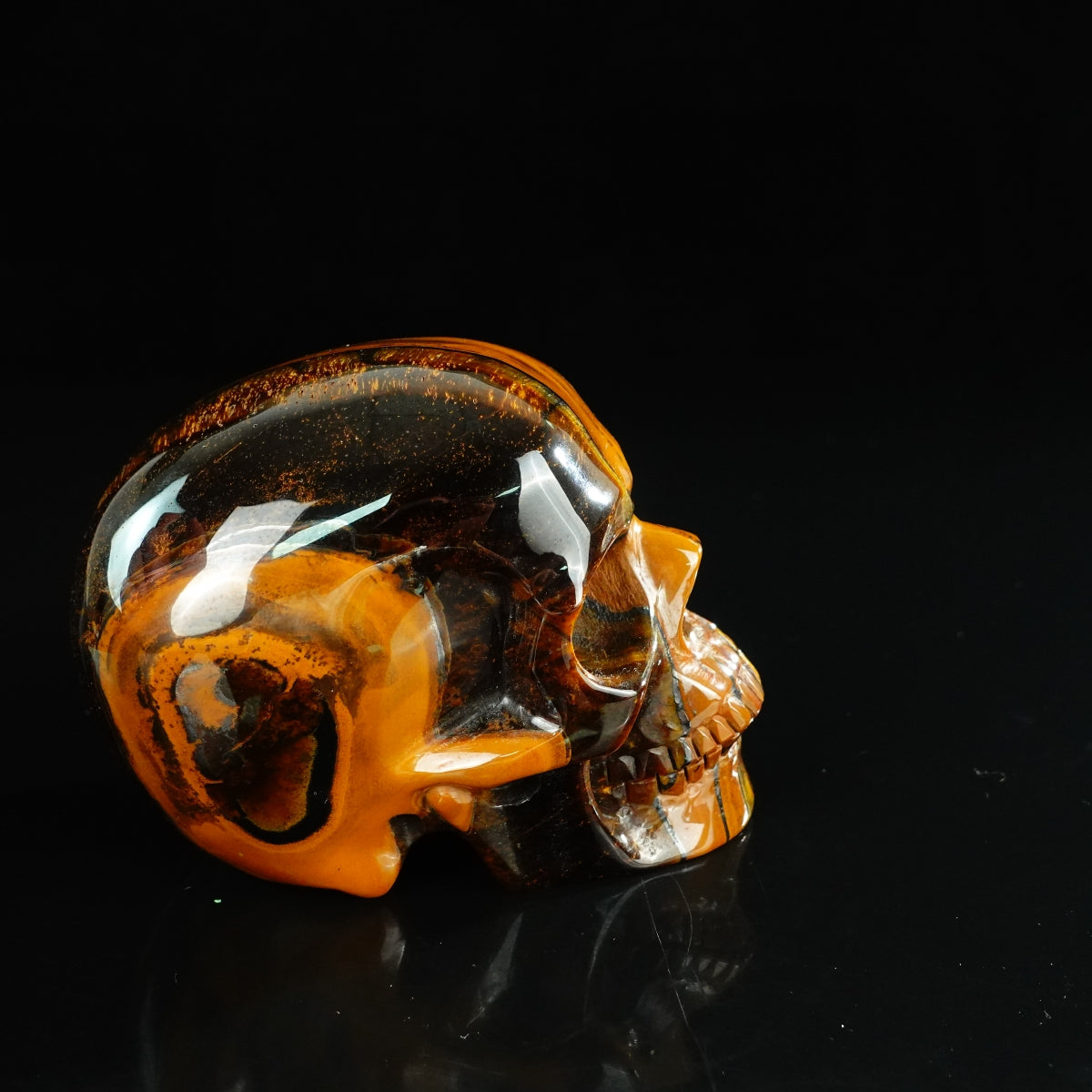 4.5" Tiger Eye Crystal Skull Carving - Unique Piece #TE01