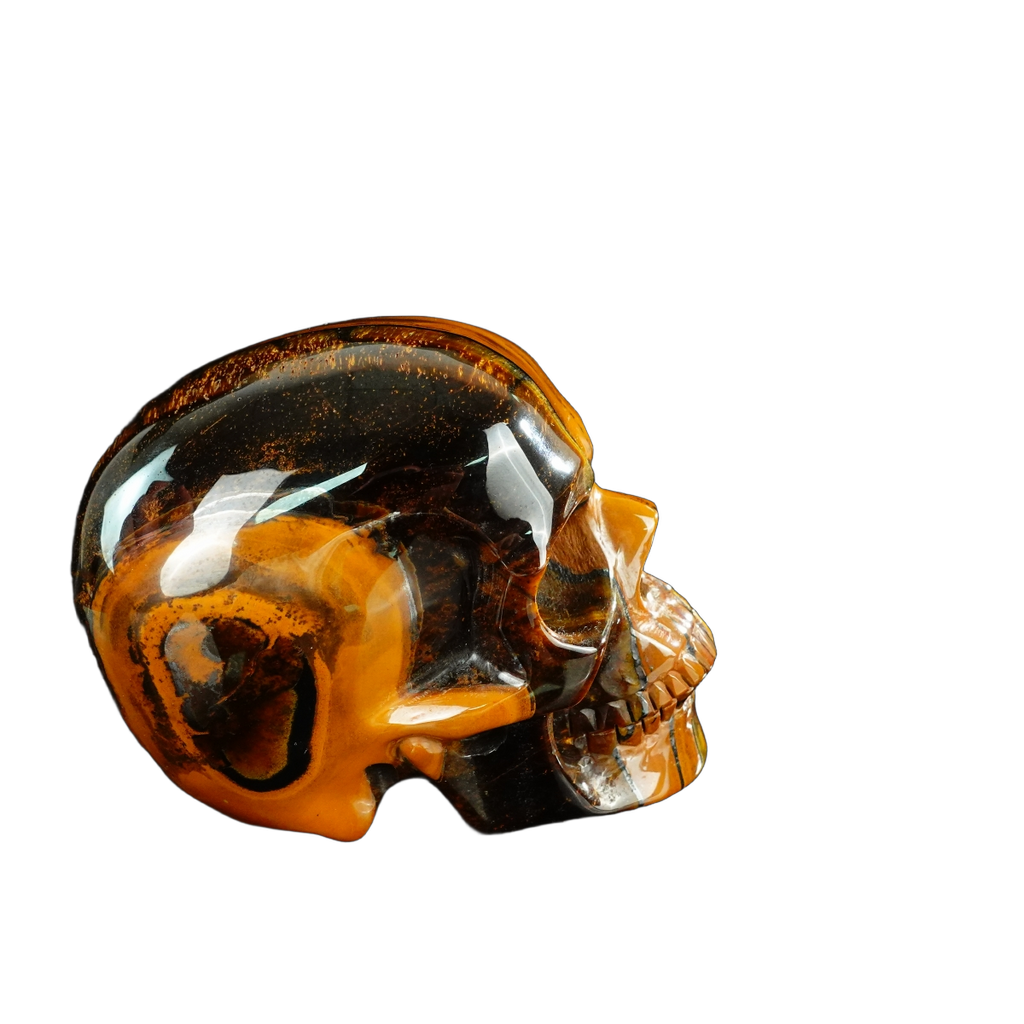 4.5" Tiger Eye Crystal Skull Carving - Unique Piece #TE01