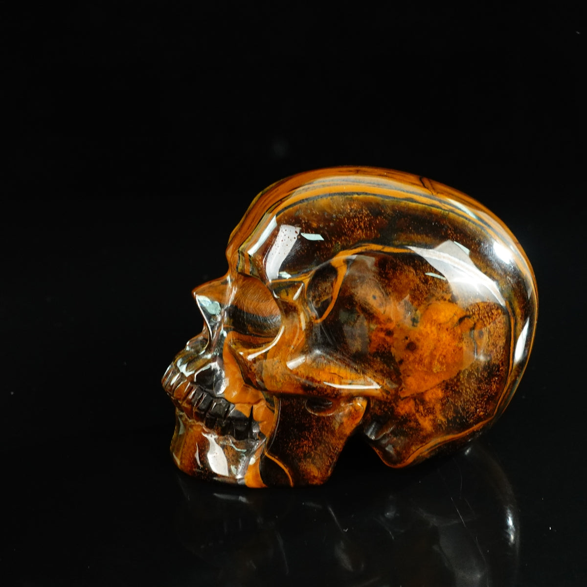 4.5" Tiger Eye Crystal Skull Carving - Unique Piece #TE01