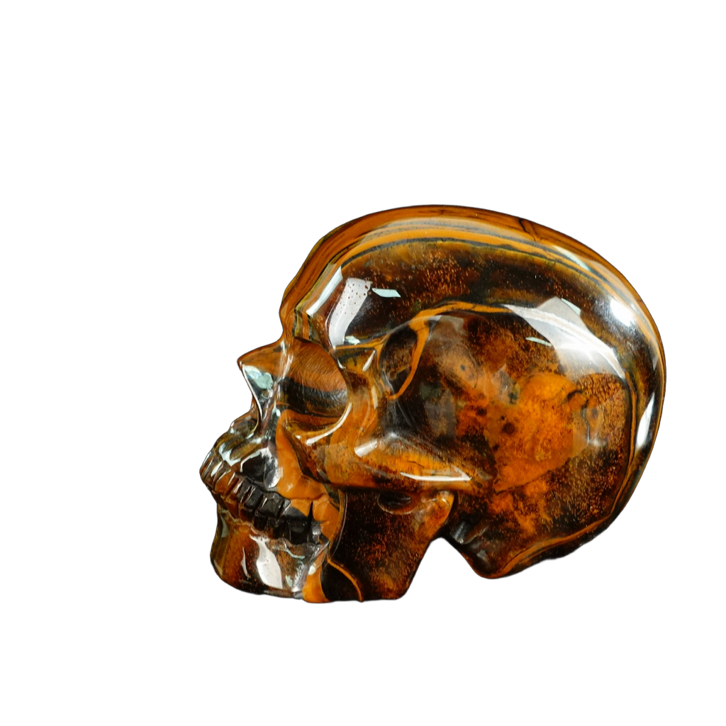 4.5" Tiger Eye Crystal Skull Carving - Unique Piece #TE01