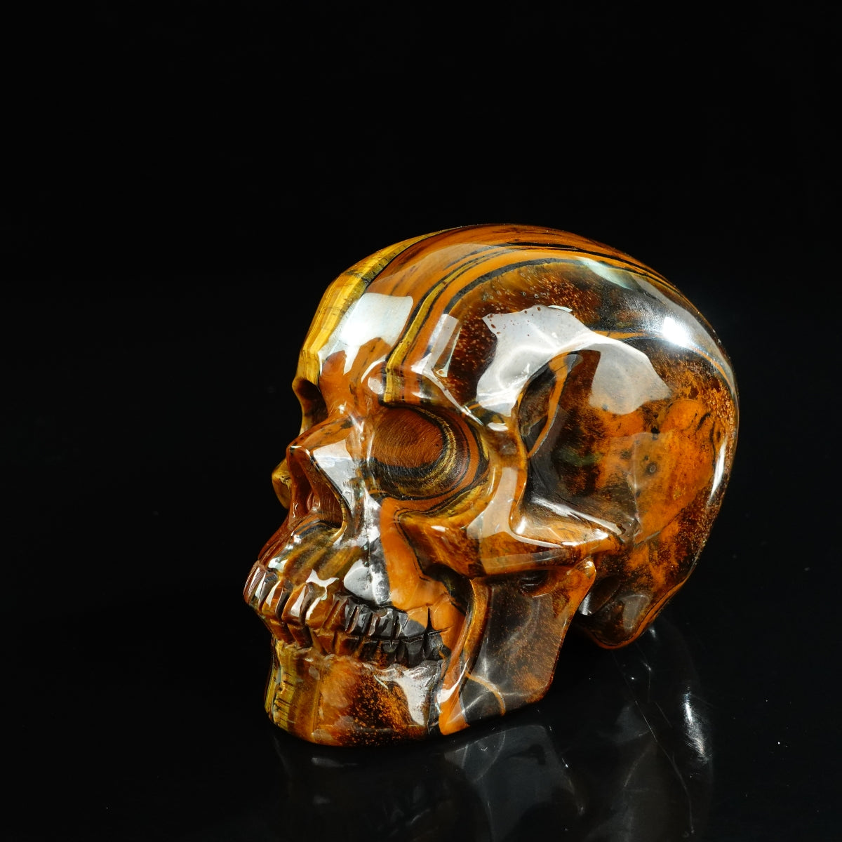 4.5" Tiger Eye Crystal Skull Carving - Unique Piece #TE01