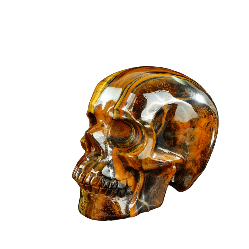 4.5" Tiger Eye Crystal Skull Carving - Unique Piece #TE01