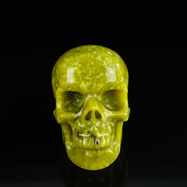 4.5" Serpentine Crystal Skull Carving - Unique Piece #XJ01