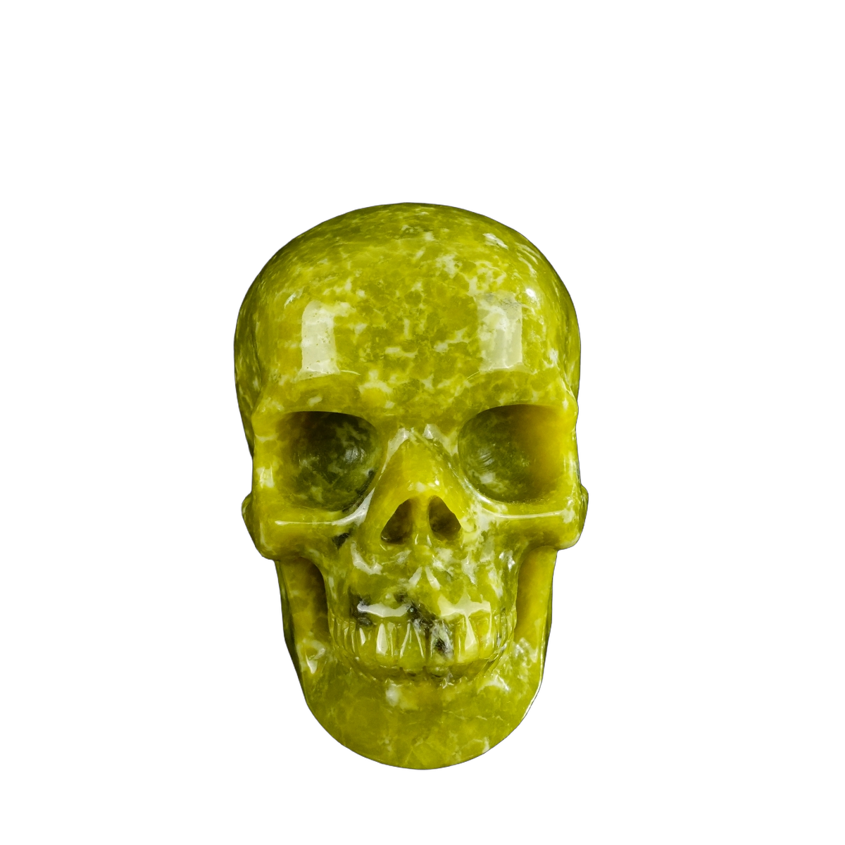 4.5" Serpentine Crystal Skull Carving - Unique Piece #XJ01