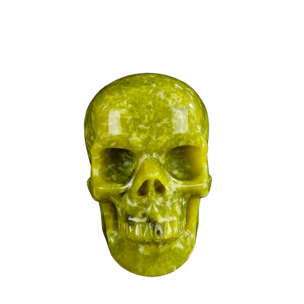 4.5" Serpentine Crystal Skull Carving - Unique Piece #XJ01