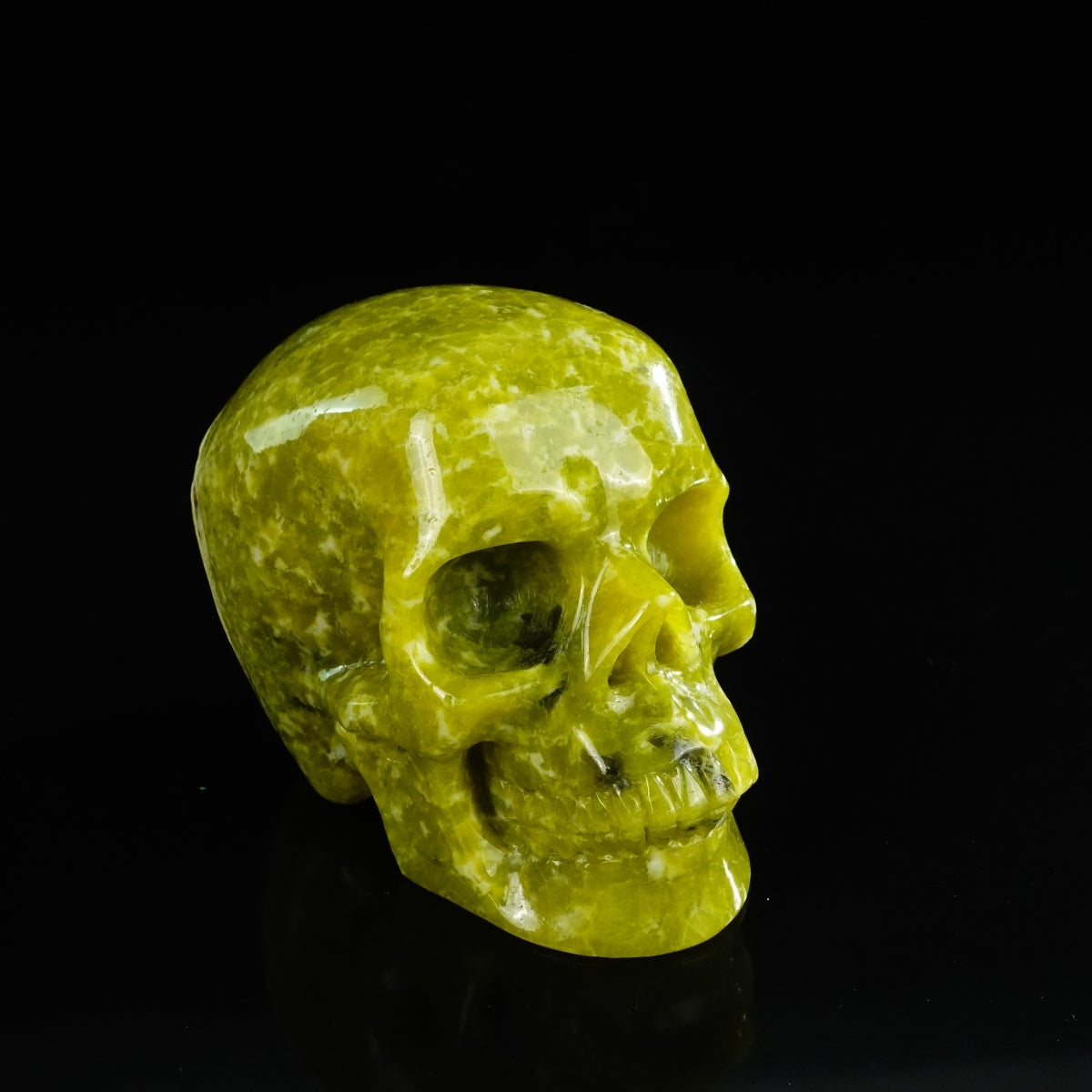 4.5" Serpentine Crystal Skull Carving - Unique Piece #XJ01