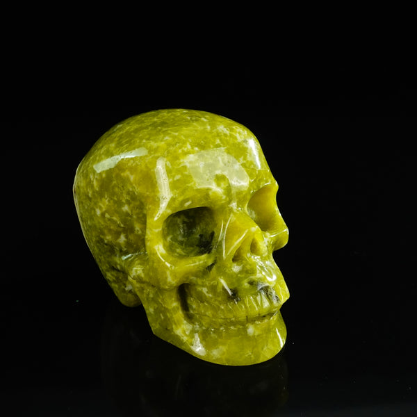 4.5" Serpentine Crystal Skull Carving - Unique Piece #XJ01 - alternate view