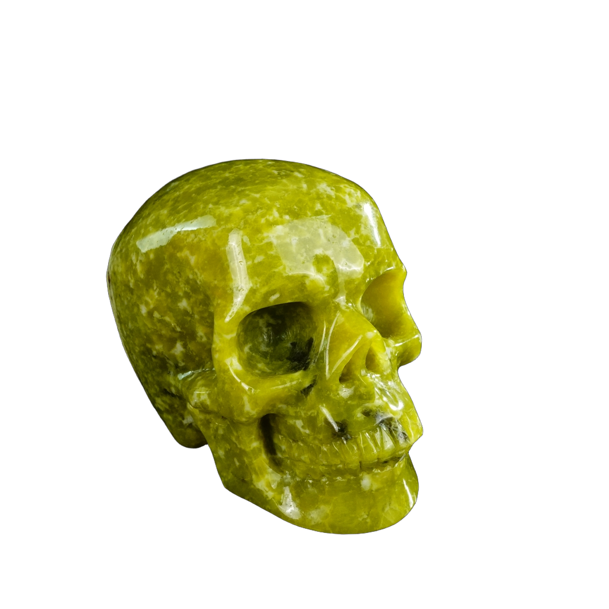 4.5" Serpentine Crystal Skull Carving - Unique Piece #XJ01