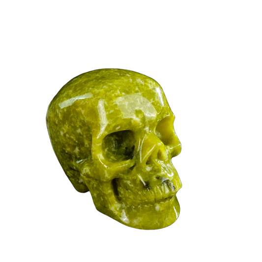 4.5" Serpentine Crystal Skull Carving - Unique Piece #XJ01