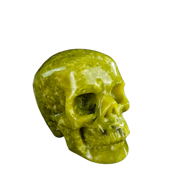 4.5" Serpentine Crystal Skull Carving - Unique Piece #XJ01 - alternate view