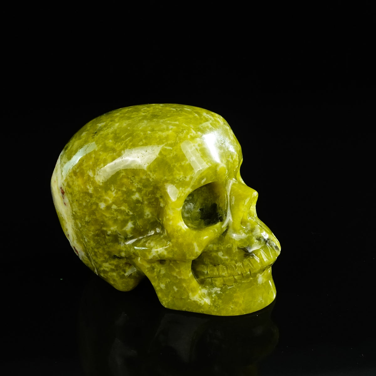 4.5" Serpentine Crystal Skull Carving - Unique Piece #XJ01