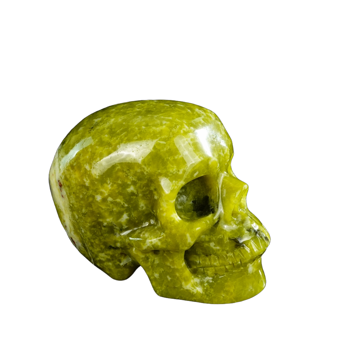 4.5" Serpentine Crystal Skull Carving - Unique Piece #XJ01