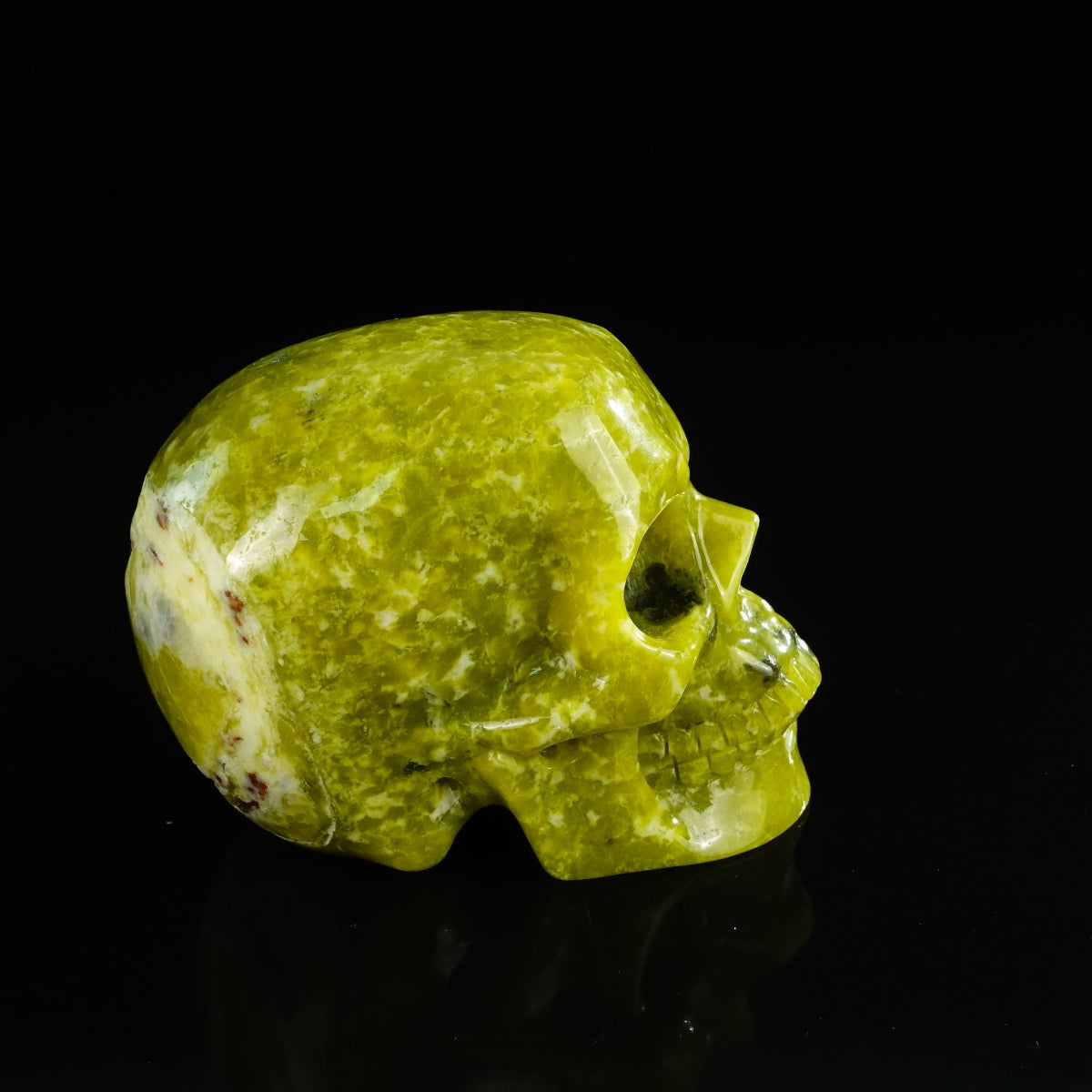 4.5" Serpentine Crystal Skull Carving - Unique Piece #XJ01