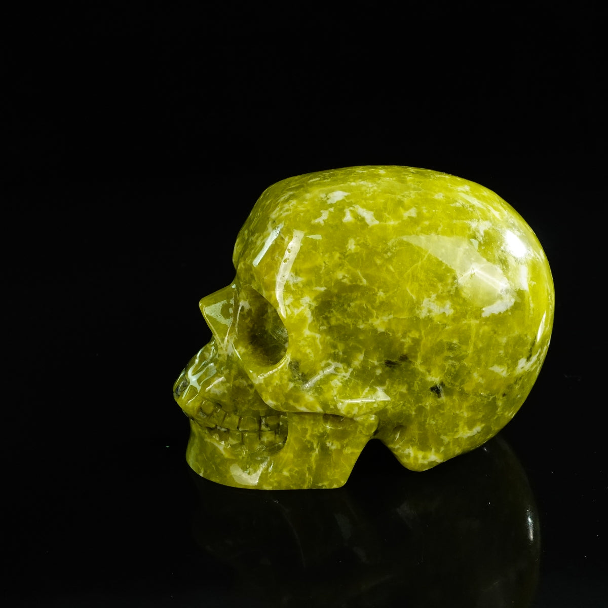 4.5" Serpentine Crystal Skull Carving - Unique Piece #XJ01