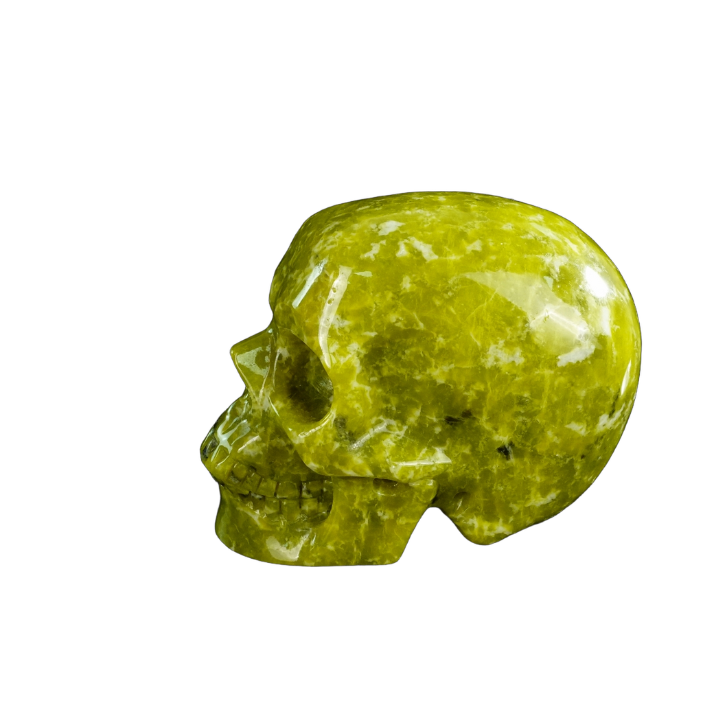 4.5" Serpentine Crystal Skull Carving - Unique Piece #XJ01