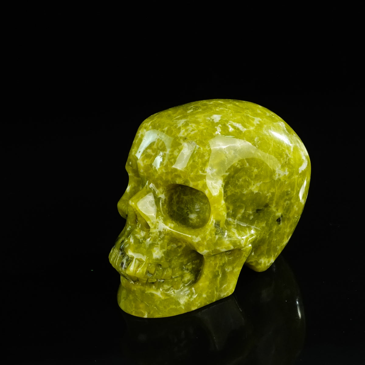 4.5" Serpentine Crystal Skull Carving - Unique Piece #XJ01