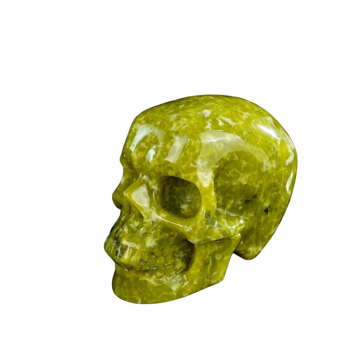 4.5" Serpentine Crystal Skull Carving - Unique Piece #XJ01