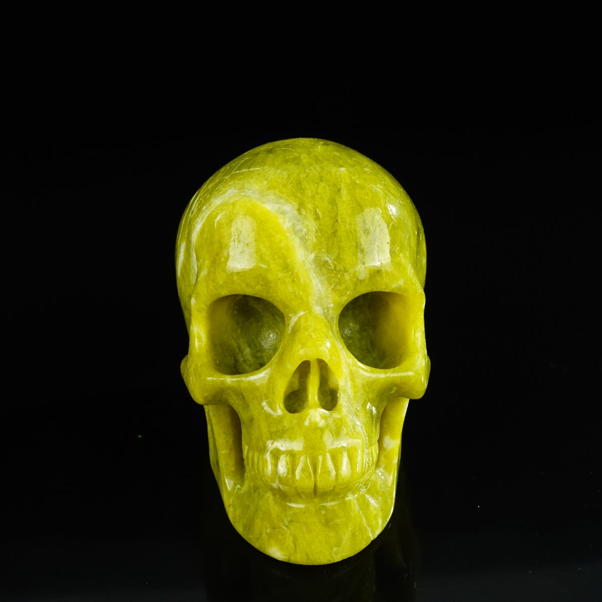 4.5" Serpentine Crystal Skull Carving - Unique Piece #XJ02