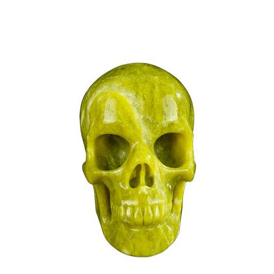 4.5" Serpentine Crystal Skull Carving - Unique Piece #XJ02