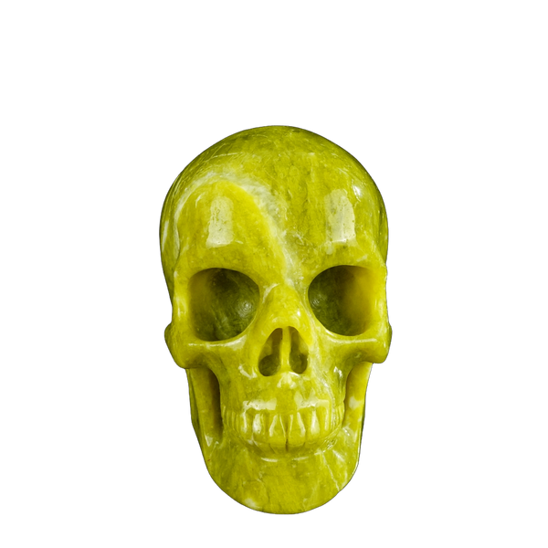 4.5" Serpentine Crystal Skull Carving - Unique Piece #XJ02