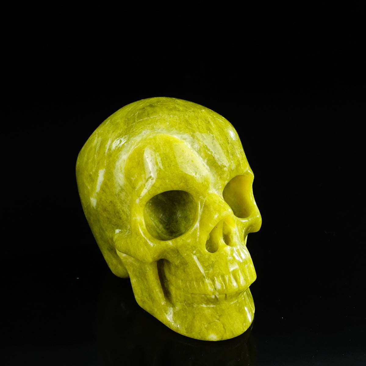 4.5" Serpentine Crystal Skull Carving - Unique Piece #XJ02