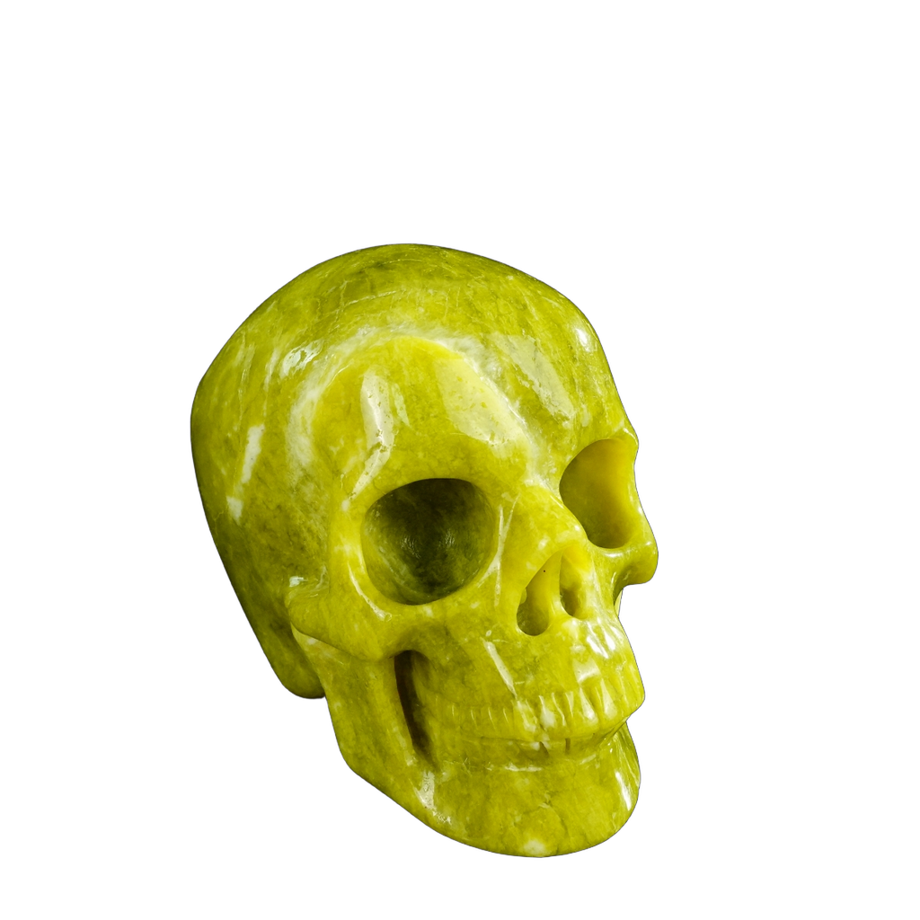 4.5" Serpentine Crystal Skull Carving - Unique Piece #XJ02