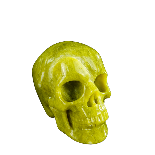 4.5" Serpentine Crystal Skull Carving - Unique Piece #XJ02 - alternate view