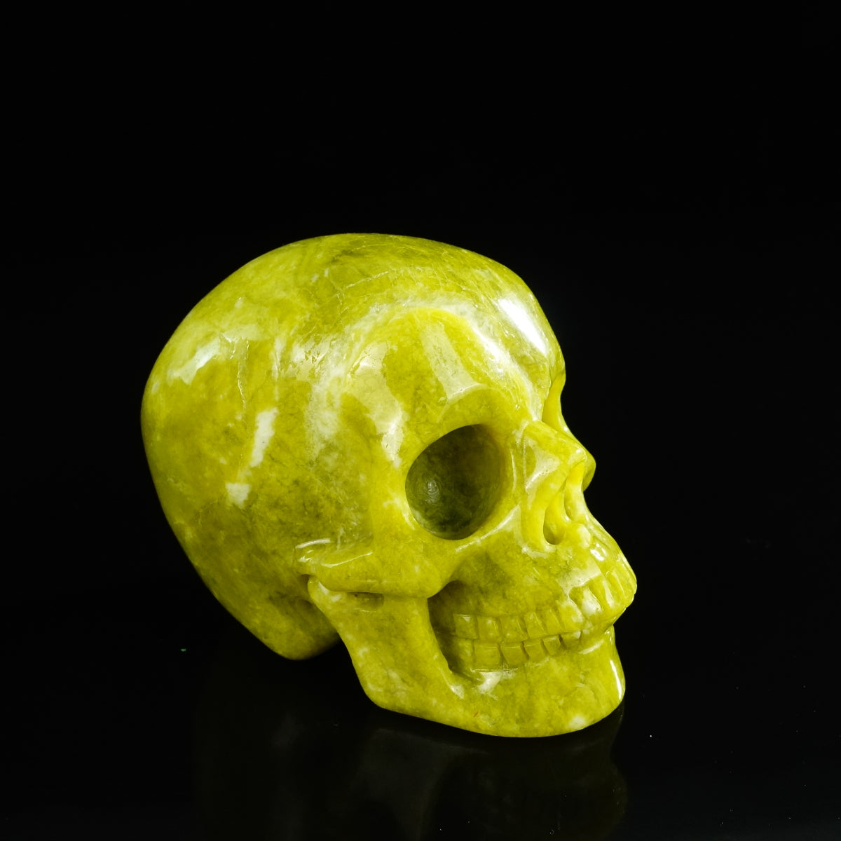 4.5" Serpentine Crystal Skull Carving - Unique Piece #XJ02