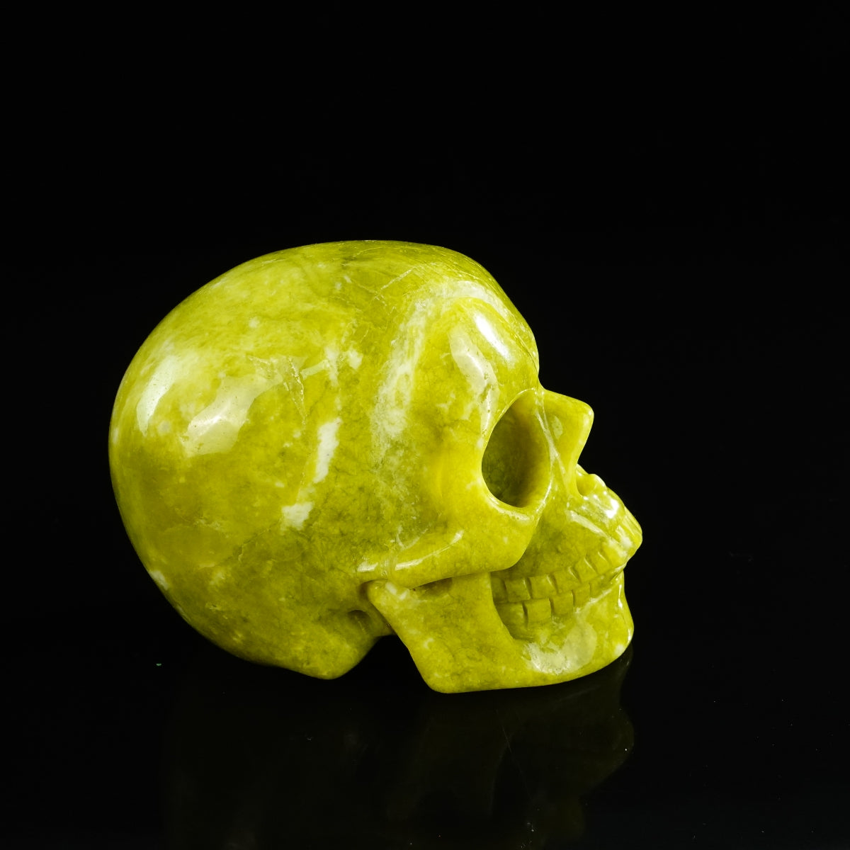 4.5" Serpentine Crystal Skull Carving - Unique Piece #XJ02