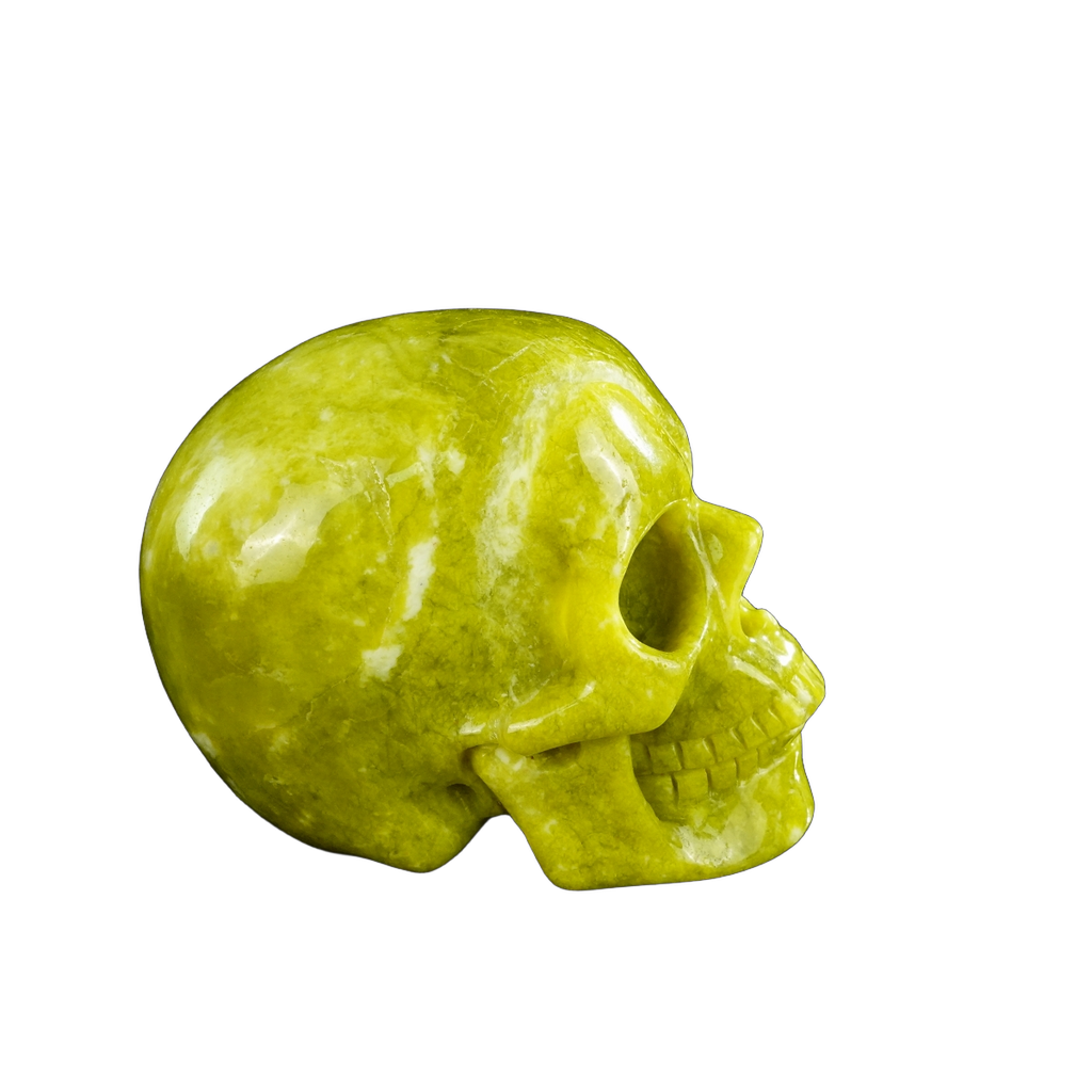 4.5" Serpentine Crystal Skull Carving - Unique Piece #XJ02