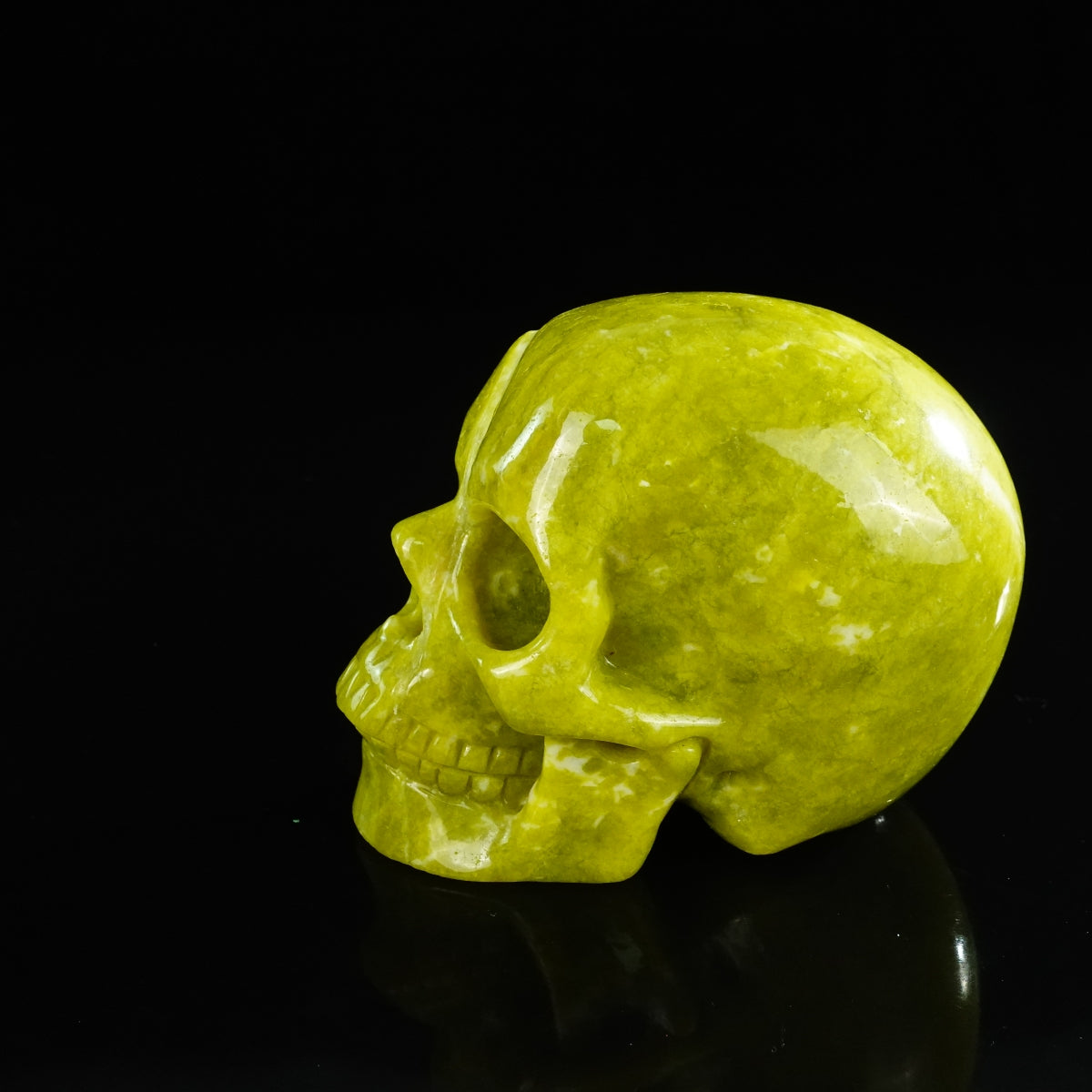 4.5" Serpentine Crystal Skull Carving - Unique Piece #XJ02
