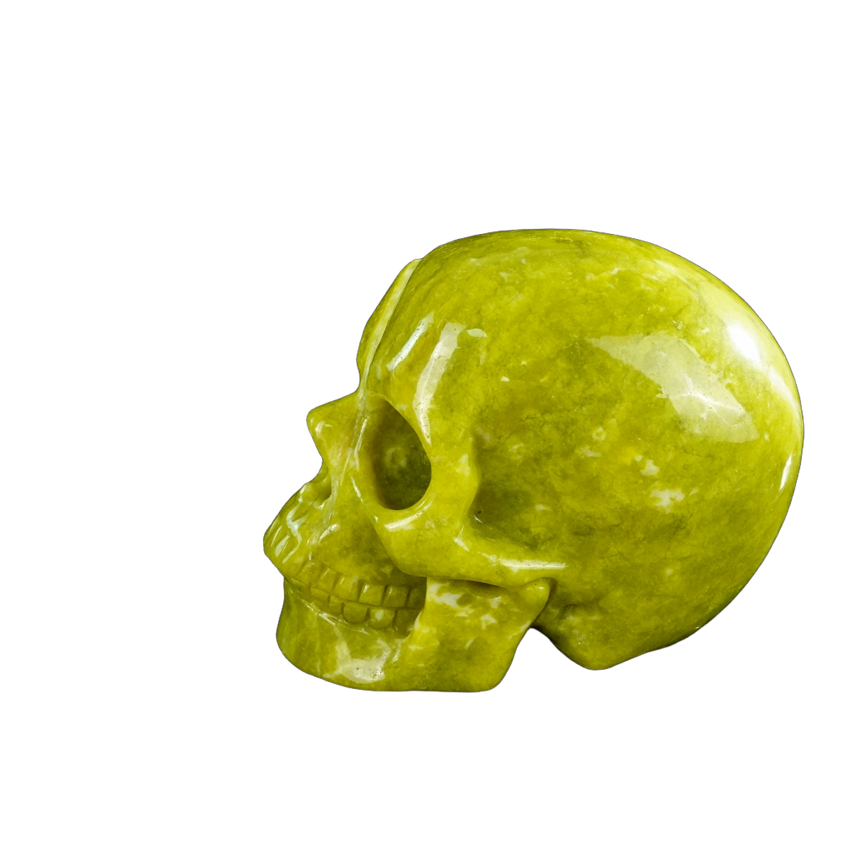 4.5" Serpentine Crystal Skull Carving - Unique Piece #XJ02