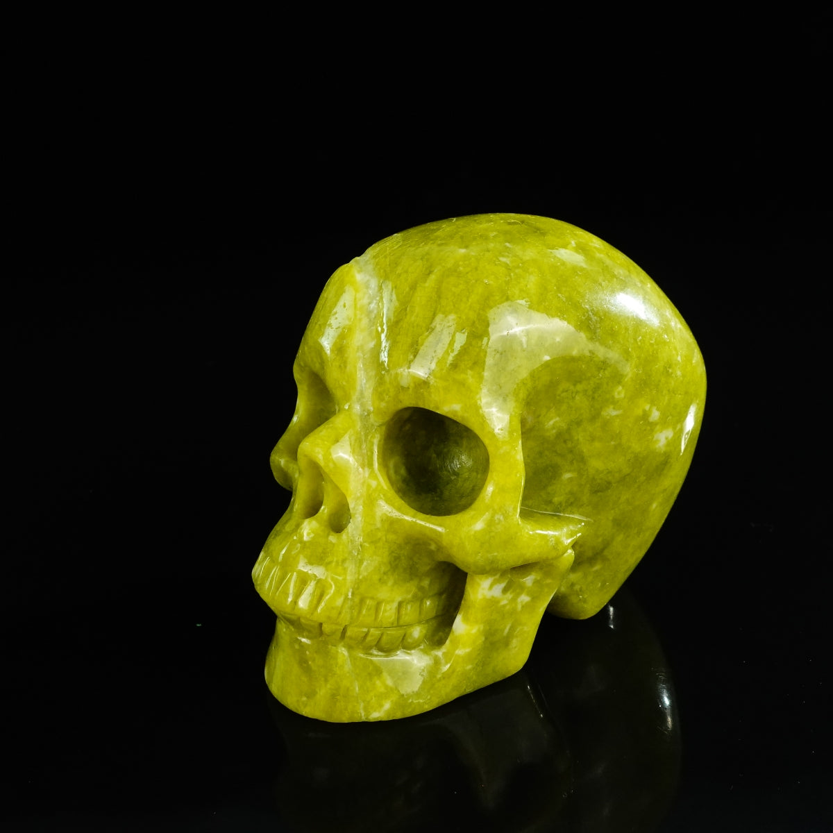 4.5" Serpentine Crystal Skull Carving - Unique Piece #XJ02