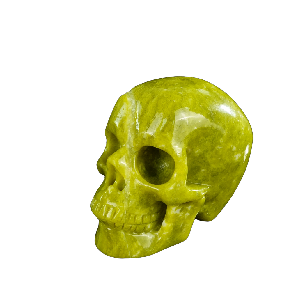 4.5" Serpentine Crystal Skull Carving - Unique Piece #XJ02