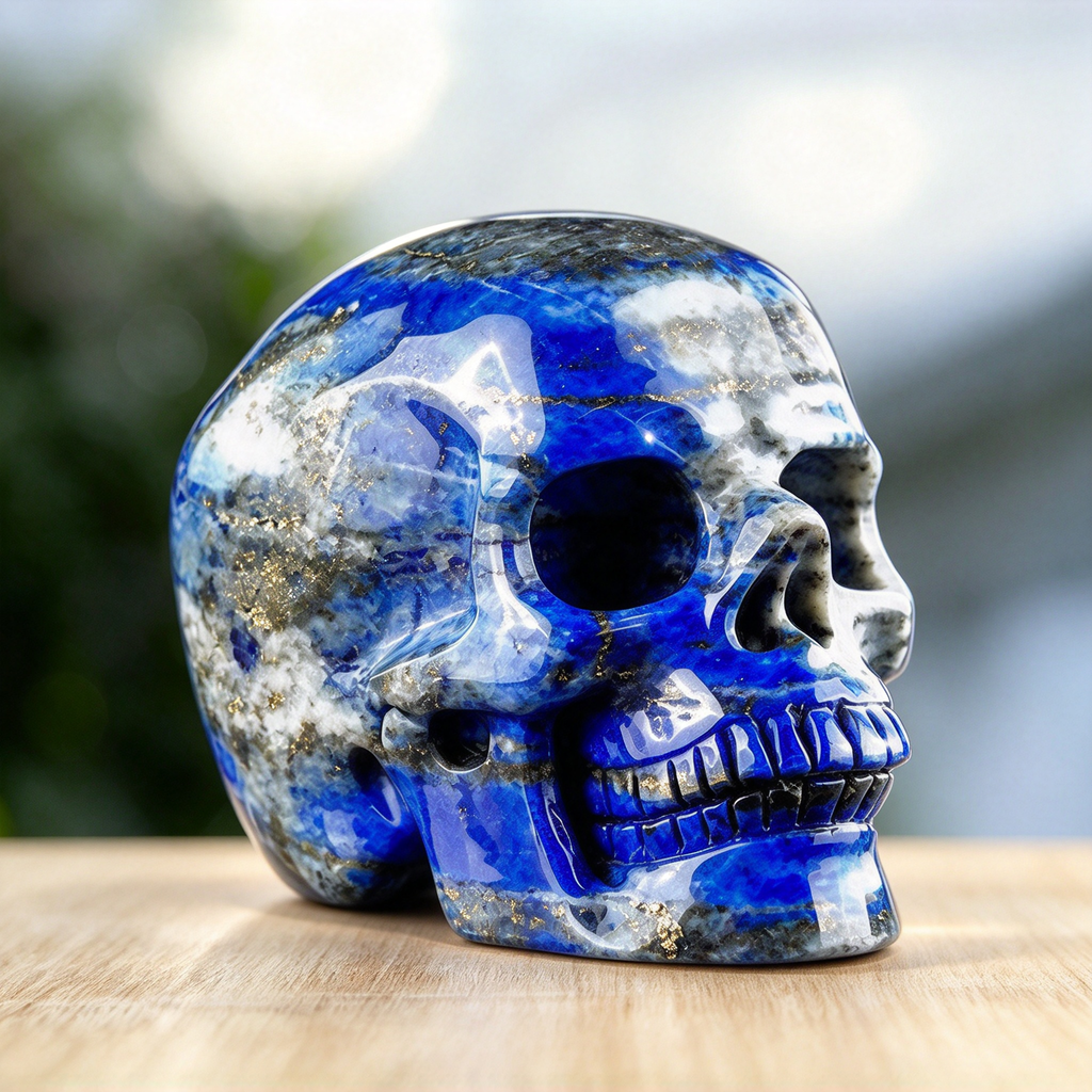 3.0" Lapis Lazuli Crystal Skull Carving  #SKH30092