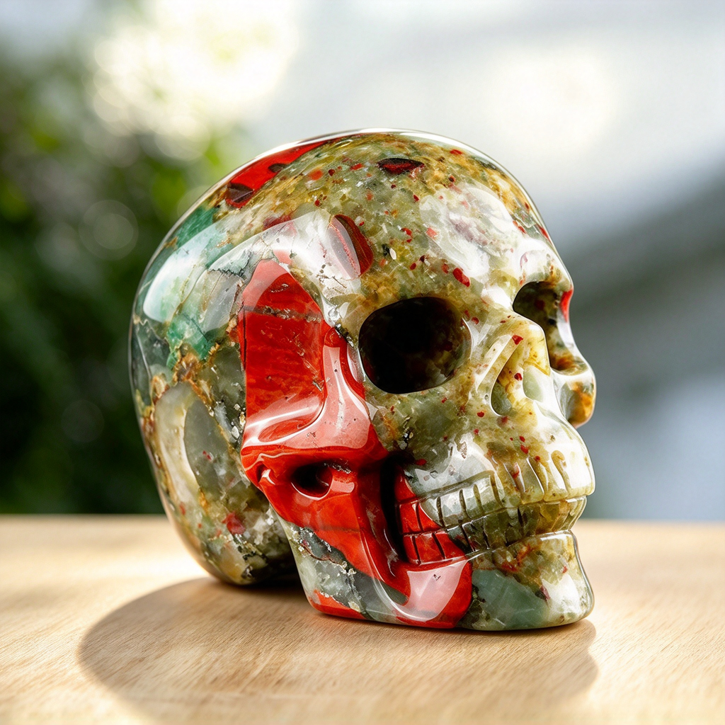 3.0" African Bloodstone Crystal Skull Carving  #SKH30088