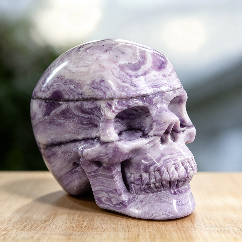 3.0" Purple Malachite Crystal Skull Carving  #SKH30097