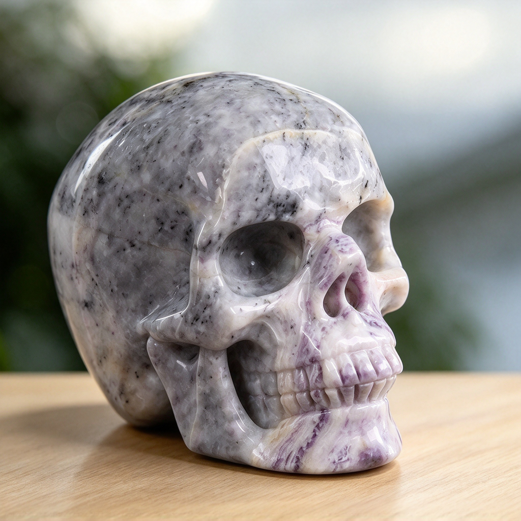 3.0" Purple Malachite Crystal Skull Carving  #SKH30098