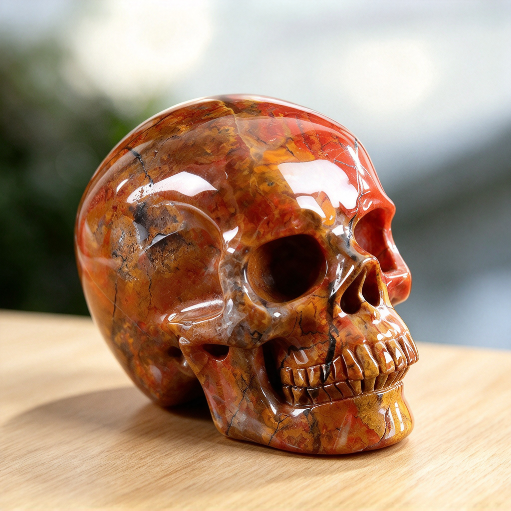 3.0" Red Jasper Crystal Skull Carving  #SKH30095