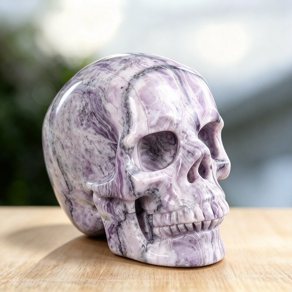 3.0" Purple Malachite Crystal Skull Carving  #SKH30100
