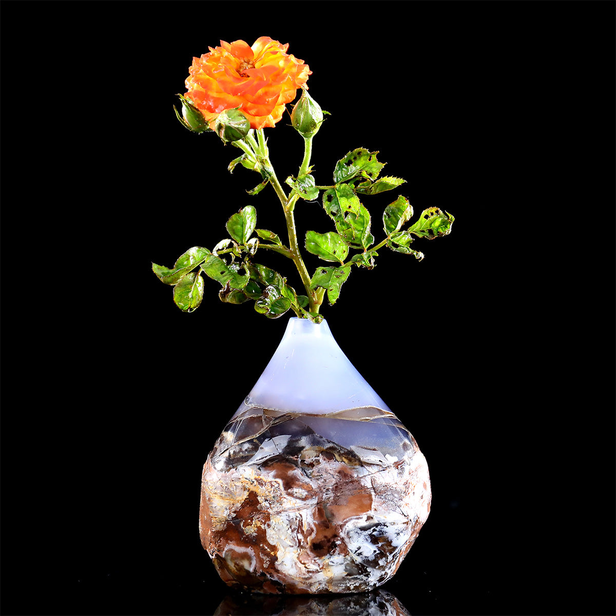 3.3" Blue Chalcedony Crystal Vase Carving  #CHA0036