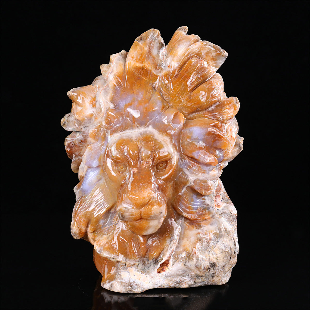 8.3" Yellow Chalcedony Lion Head  #CTC0081